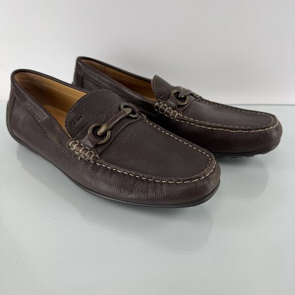 GEOX Respira Men\'s Slip-on Horsebit Driving Brown Leather Loafer size 12 US main image 9